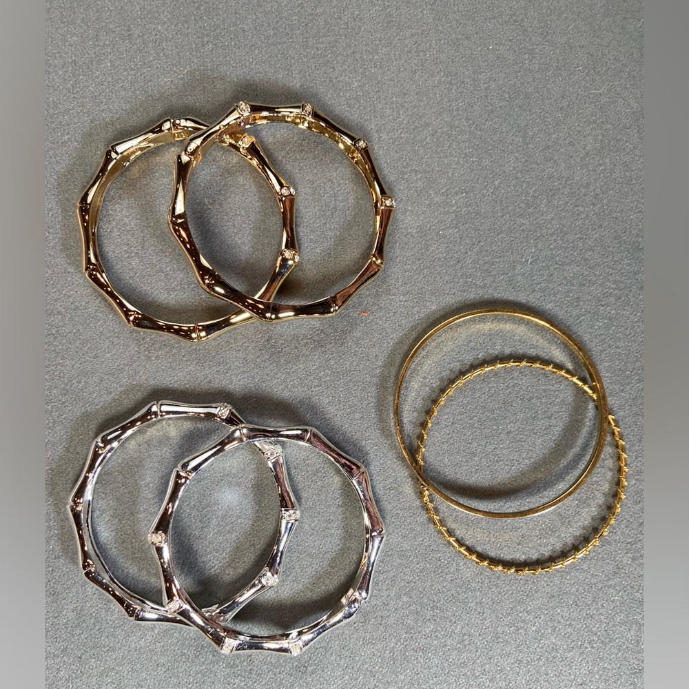 Bracelets Faux Bamboo Cuff Bangle 4 Gold and 2 Silver tone